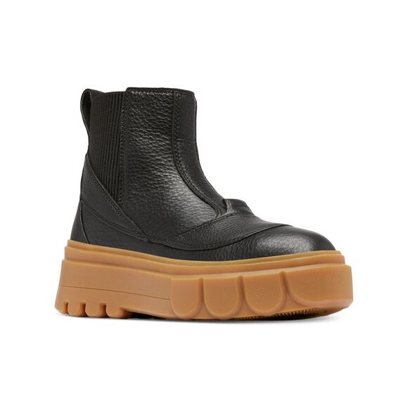 SOREL Shoes - SOREL Womens Black Heel Pull-Tab Caribou X Round Toe Platform Chelsea Boot 8
